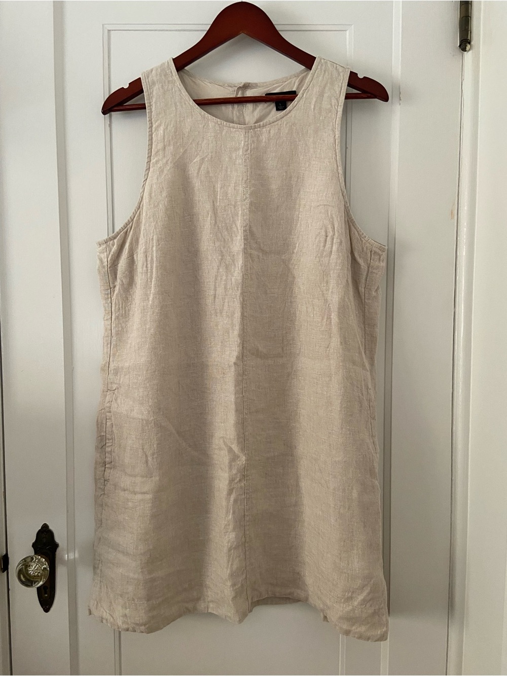 J. Crew sleeveless natural linen dress, size large
